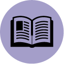 Purple icon for books "Living Young"