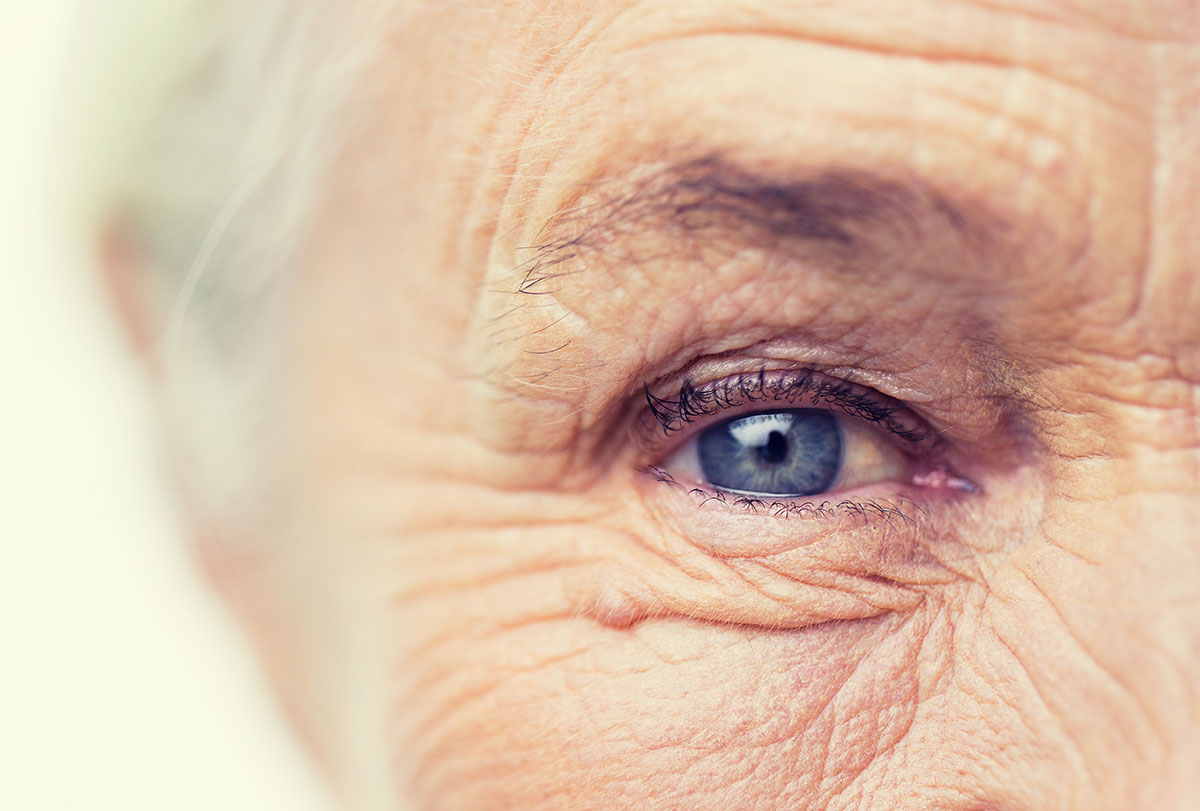 Close up on an eye of an elderly person
