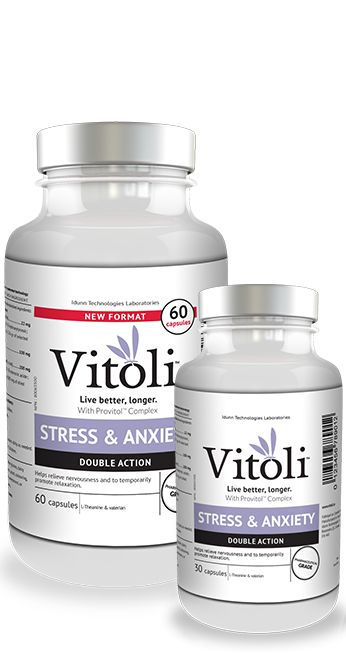 Stress and anxiety Bottles of 30 and 60 capsules of Vitoli Stress and Anxiety